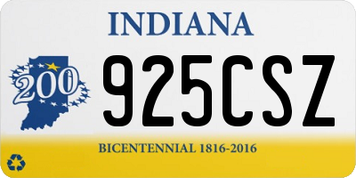 IN license plate 925CSZ