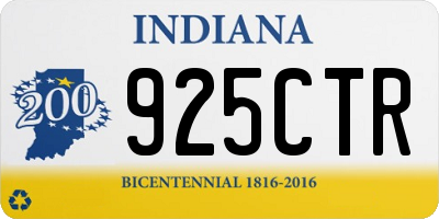 IN license plate 925CTR