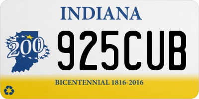 IN license plate 925CUB