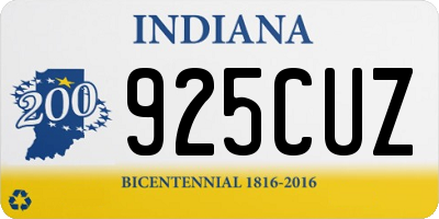 IN license plate 925CUZ