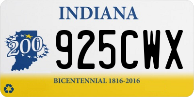 IN license plate 925CWX