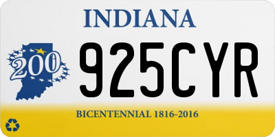 IN license plate 925CYR