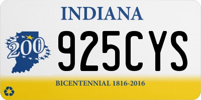 IN license plate 925CYS