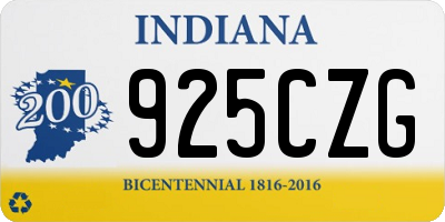 IN license plate 925CZG