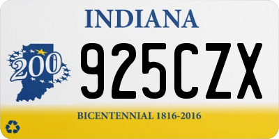 IN license plate 925CZX