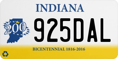 IN license plate 925DAL