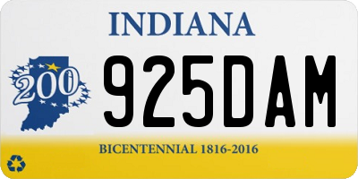 IN license plate 925DAM