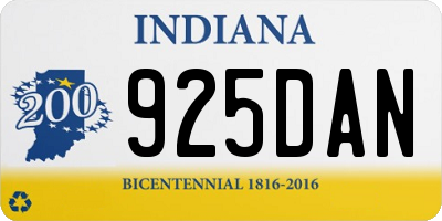 IN license plate 925DAN
