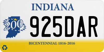 IN license plate 925DAR