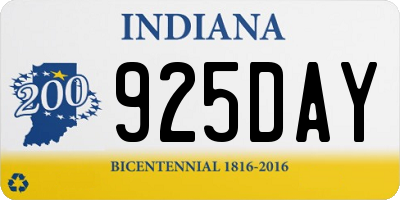 IN license plate 925DAY