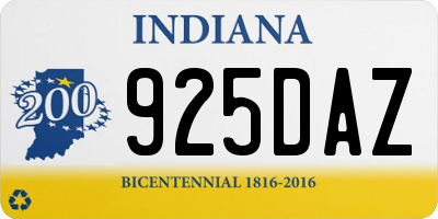 IN license plate 925DAZ