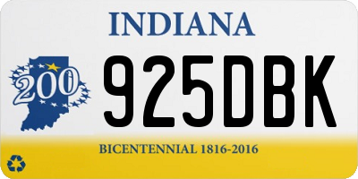 IN license plate 925DBK