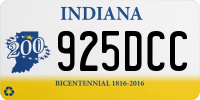 IN license plate 925DCC