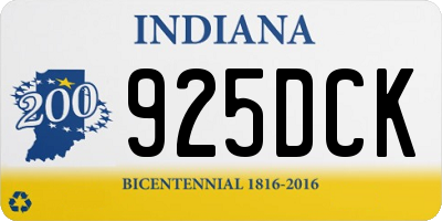 IN license plate 925DCK