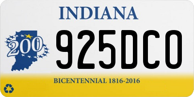 IN license plate 925DCO