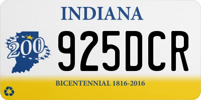 IN license plate 925DCR