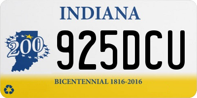 IN license plate 925DCU