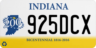 IN license plate 925DCX