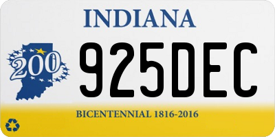 IN license plate 925DEC