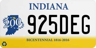 IN license plate 925DEG