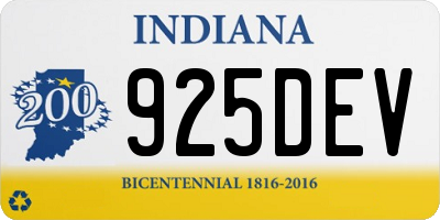 IN license plate 925DEV