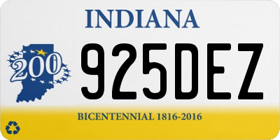 IN license plate 925DEZ