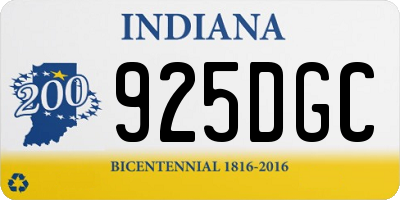 IN license plate 925DGC