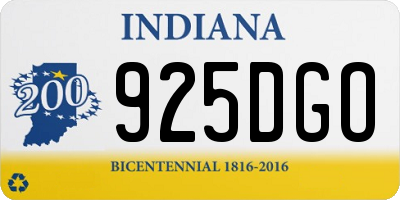IN license plate 925DGO
