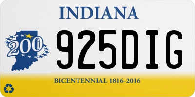 IN license plate 925DIG