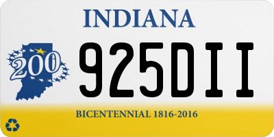 IN license plate 925DII