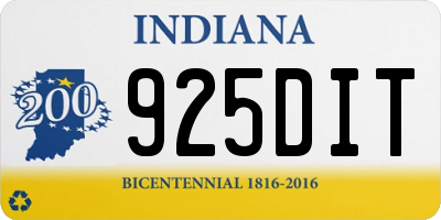 IN license plate 925DIT