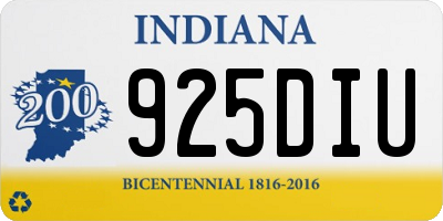 IN license plate 925DIU