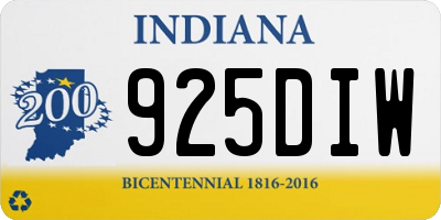 IN license plate 925DIW