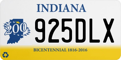 IN license plate 925DLX