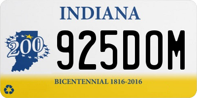 IN license plate 925DOM
