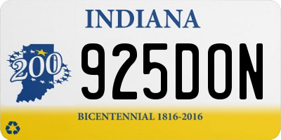 IN license plate 925DON