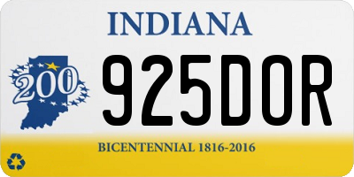 IN license plate 925DOR