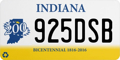 IN license plate 925DSB