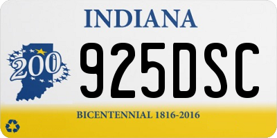 IN license plate 925DSC