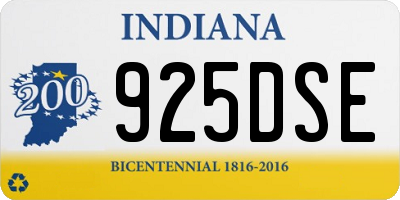 IN license plate 925DSE