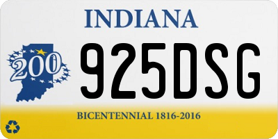 IN license plate 925DSG