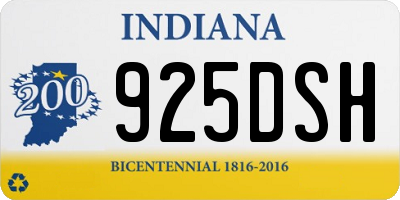 IN license plate 925DSH