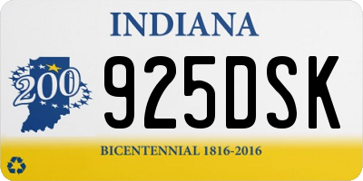 IN license plate 925DSK