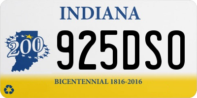IN license plate 925DSO