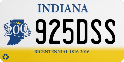 IN license plate 925DSS