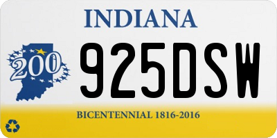IN license plate 925DSW
