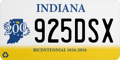 IN license plate 925DSX