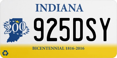IN license plate 925DSY