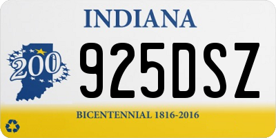 IN license plate 925DSZ