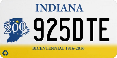 IN license plate 925DTE